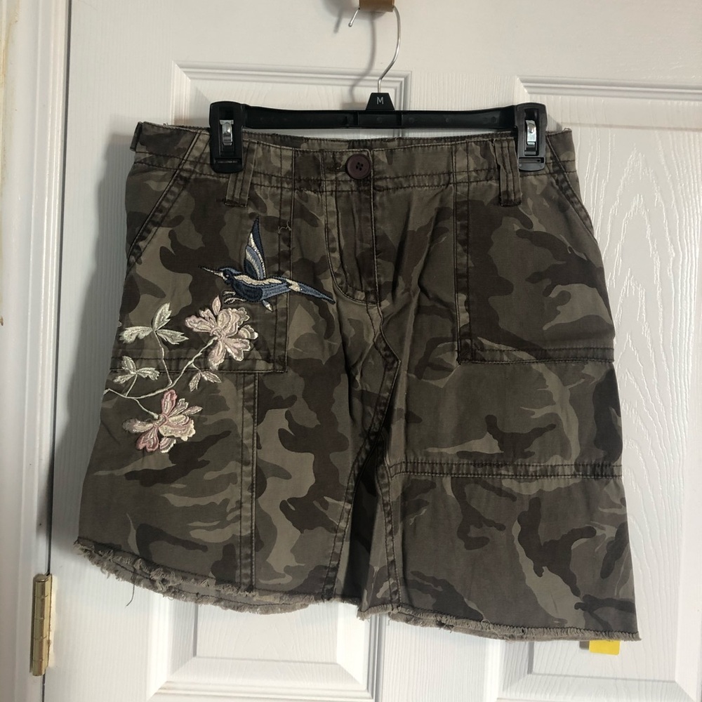 Camo Skirt Blue Hummingbird Distressed